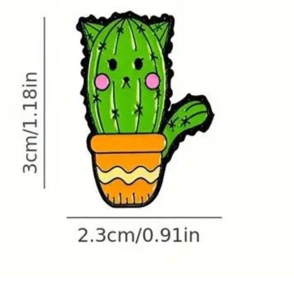 Set 1 of Cat Cactus Enamel Pins - Cute Plant (2 pins included) - Picture 3 of 4